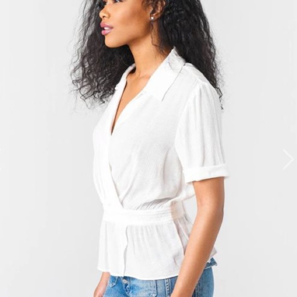 Brochu walker Olympia gauzy peplum top nwot - Picture 3 of 7